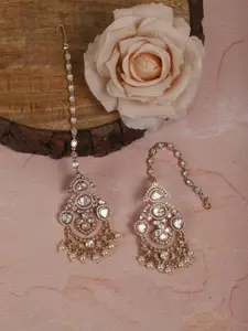 AURAA TRENDS Gold-Plated American Diamond-Studded Classic Chandbalis