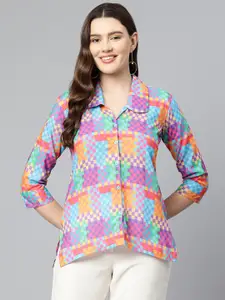 One Femme Smart Checked Cotton Cambric Casual Shirt