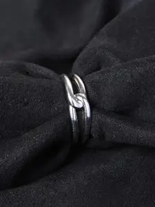 Clara Men 925 Sterling Silver Platinum-Plated Adjustable Knot Finger Ring