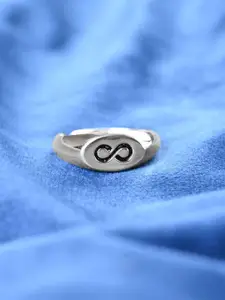 Clara Men 925 Sterling Silver Platinum-Plated Adjustable Finger Ring