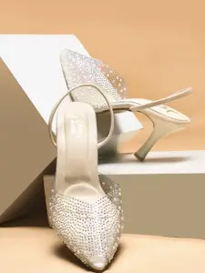 JM Looks Embellished Stiletto Peep Toes