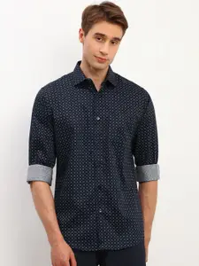 Allen Solly Men Spread Collar Micro Ditsy Printed Cotton Slim Fit Formal Shirt