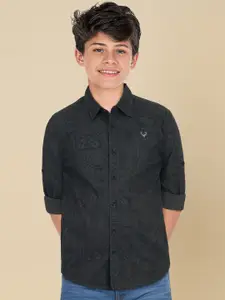 Allen Solly Junior Boys Spread Collar Micro Ditsy Printed Cotton Slim Fit Casual Shirt