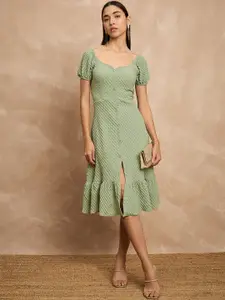 all about you Puff Sleeve A-Line Midi Dress