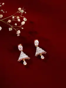 Priyaasi Gold-Plated AD Stone Studded Contemporary Jhumkas