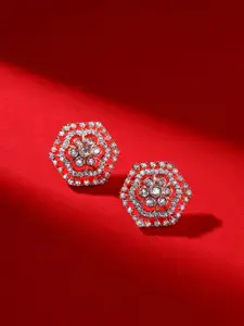 Priyaasi Rose Gold Plated American Diamond Contemporary Studs
