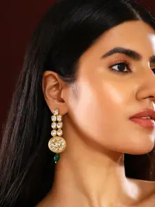Priyaasi Gold-Plated Kundan Studded Contemporary Drop Earrings