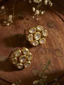 Priyaasi Gold-Plated Kundan-Studded Floral Studs Earrings