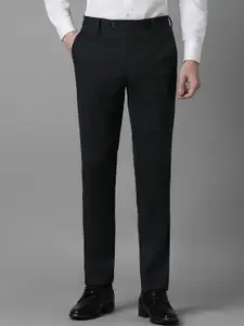 Louis Philippe Men Regular Fit Mid-Rise Check Pleated Formal Trousers
