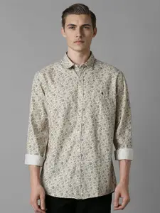 Louis Philippe Jeans Men Spread Collar Floral Printed Cotton Slim Fit Casual Shirt