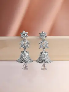 Priyaasi Silver-Plated American Diamond Studded Jhumkas