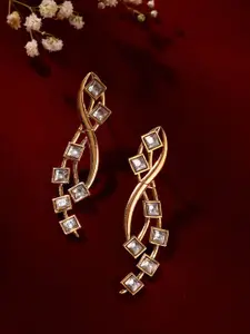 Priyaasi Gold-Plated American Diamond Studded Drop Earrings