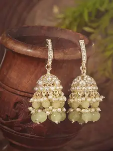 Priyaasi Gold Plated Kundan Pearl Beaded Contemporary Jhumkas