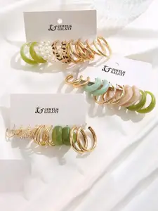 Jewels Galaxy Set of 15 Gold Plated Half Hoop Earrings