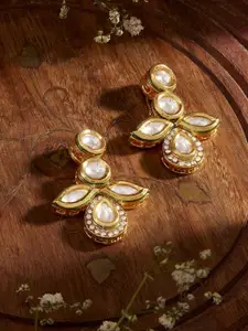 Priyaasi Gold Plated Kundan Contemporary Drop Earrings