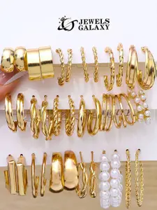 Jewels Galaxy Set of 18 Gold Plated Half Hoop Earrings