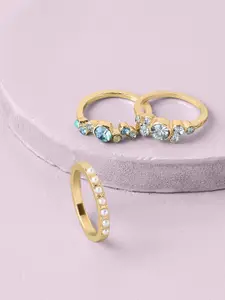 Accessorize Set Of 3 Stone-Studded & Beaded Finger Rings