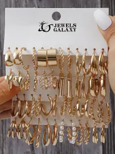 Jewels Galaxy Set of 24 Gold Plated Half Hoop Earrings