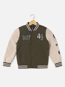Allen Solly Junior Boys Colourblocked Bomber with Patchwork Jacket