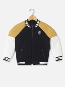 Allen Solly Junior Boys Colourblocked Bomber with Patchwork Jacket