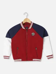 Allen Solly Junior Boys Colourblocked Bomber with Patchwork Jacket