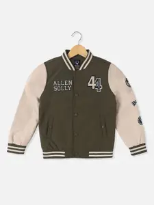 Allen Solly Junior Boys Colourblocked Bomber with Patchwork Jacket