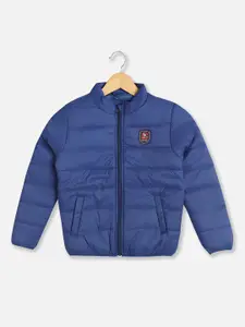 Allen Solly Junior Boys Colourblocked Puffer Jacket with Patchwork