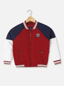 Allen Solly Junior Boys Colourblocked Bomber with Patchwork Jacket