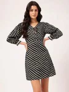 DressBerry Lace-Ups Striped Sheath Mini Dress