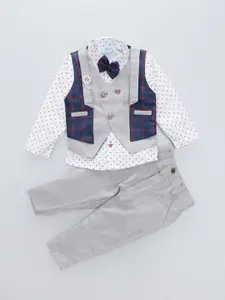 BAESD Boys Checked 3 Piece Formal Shirt With Waistcoat and Trousers