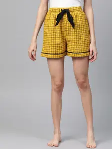 KALINI Women Checked Mid-Rise Shorts