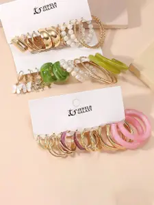 Jewels Galaxy Set of 18 Gold Plated Hoop Earrings