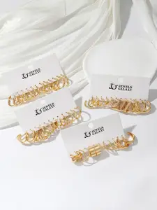 Jewels Galaxy Set of 24 Gold Plated Half Hoop Earrings