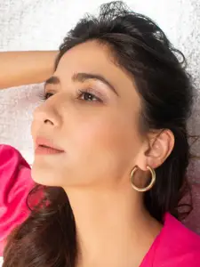 ToniQ Gold-Plated Circular Hoop Earrings