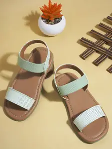 Minesole Girls Colourblocked PU Square Toe Slip-On comfort Sandals