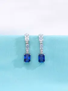 KAI JEWEL 92.5 Sterling Silver Rhodium-Plated Cubic Zirconia Studded Drop Earrings