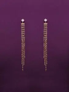KAI JEWEL 92.5 Sterling Silver Rose Gold-Plated Cubic Zirconia Tasselled Drop Earrings