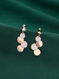 KAI JEWEL Rose Gold-Plated 92.5 Sterling Silver Cubic Zirconia Drop Earrings