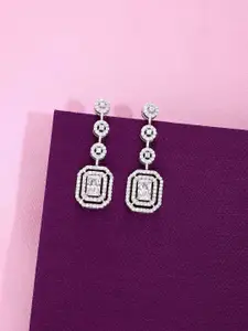 KAI JEWEL Rhodium-Plated 92.5 Sterling Silver Cubic Zirconia Drop Earrings