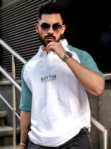 Maniac Men Printed Polo Collar Cotton Oversized Tshirt