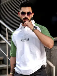 Maniac Men Printed Polo Collar Cotton Oversized Tshirt