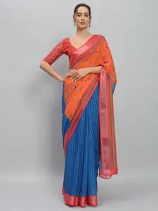 RACHNA Striped Zari Woven Half & Half Ready to Wear Saree