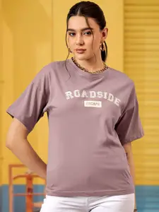 The Roadster Lifestyle Co. Women Typography Graphic Round Neck Cotton T-Shirt