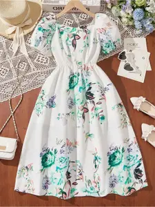 BAESD Girls Floral Print Fit & Flare Dress