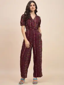 BRINNS Women Printed Short Sleeves Basic Jumpsuit
