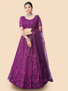 Fusionic Embroidered Sequinned Semi-Stitched Lehenga & Unstitched Blouse With Dupatta