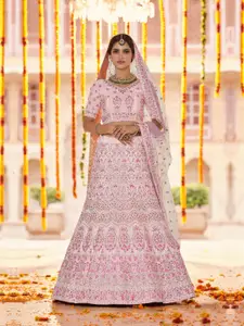 Fusionic Embroidered Thread Work Semi-Stitched Lehenga & Unstitched Blouse With Dupatta