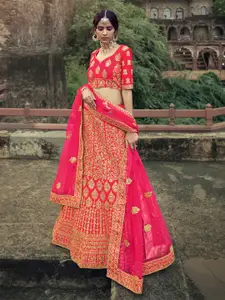 Fusionic Embroidered Zari Semi-Stitched Lehenga & Unstitched Blouse With Dupatta
