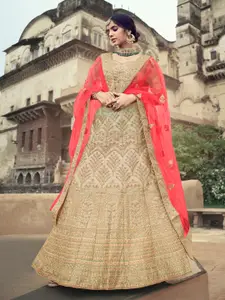 Fusionic Embroidered Semi-Stitched Lehenga & Unstitched Blouse With Dupatta
