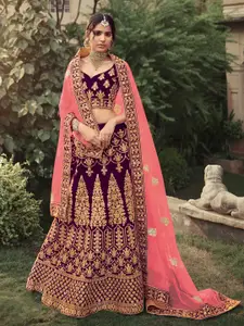 Fusionic Embroidered Zari Semi-Stitched Lehenga & Unstitched Blouse With Dupatta